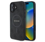 Cg mobile GUESS 4G RING CLASSIC LOGO szilikon telefonvédő (ütésállóság, textil hátlap, MagSafe) FEKETE Apple iPhone 16 Plus