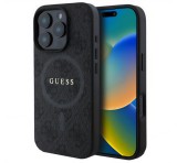 Cg mobile GUESS 4G RING CLASSIC LOGO szilikon telefonvédő (ütésállóság, textil hátlap, MagSafe) FEKETE Apple iPhone 16 Pro Max