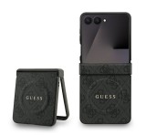 Cg mobile GUESS 4G RING CLASSIC LOGO szilikon telefonvédő (ütésállóság, textil hátlap, MagSafe) FEKETE Samsung Galaxy Z Flip7 (SM-F766)