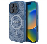 Cg mobile GUESS 4G RING CLASSIC LOGO szilikon telefonvédő (ütésállóság, textil hátlap, MagSafe) VILÁGOSKÉK Apple iPhone 16 Pro