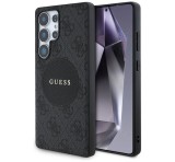 Cg mobile GUESS 4G ROUND PATCH CLASSIC LOGO szilikon telefonvédő (ütésállóság, textil hátlap, MagSafe) FEKETE Samsung Galaxy S25 Ultra (SM-S938)