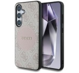 Cg mobile GUESS 4G ROUND PATCH CLASSIC LOGO szilikon telefonvédő (ütésállóság, textil hátlap, MagSafe) RÓZSASZÍN Samsung Galaxy S25 Plus (SM-S936)