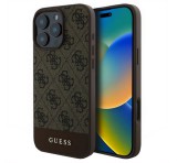 Cg mobile GUESS 4G STRIPE műanyag telefonvédő (textil hátlap) BARNA Apple iPhone 16 Pro