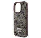 Cg mobile GUESS PU 4G STRASS TRIANGLE METAL LOGO műanyag telefonvédő (ütésállóság, bőr hatású hátlap) BARNA Apple iPhone 17 Pro Max