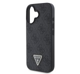Cg mobile GUESS PU 4G STRASS TRIANGLE METAL LOGO műanyag telefonvédő (ütésállóság, bőr hatású hátlap) FEKETE Apple iPhone 16