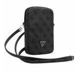 Cg mobile GUESS PU 4G TRIANGLE LOGO kézitáska álló (univerzális, bőr hatású, vállpánt) FEKETE