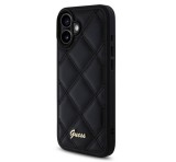 Cg mobile GUESS PU LEATHER QUILTED szilikon telefonvédő (ütésállóság, bőr hatású hátlap, rombusz) FEKETE Apple iPhone 16 Plus