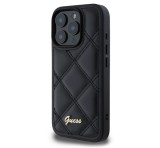 Cg mobile GUESS PU LEATHER QUILTED szilikon telefonvédő (ütésállóság, bőr hatású hátlap, rombusz) FEKETE Apple iPhone 16 Pro