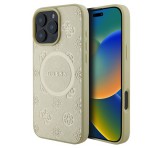 Cg mobile GUESS SAFFIANO PEONY CLASSIC LOGO szilikon telefonvédő (ütésállóság, bőr hatású hátlap, MagSafe) ARANY Apple iPhone 16 Pro