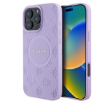 Cg mobile GUESS SAFFIANO PEONY CLASSIC LOGO szilikon telefonvédő (ütésállóság, bőr hatású hátlap, MagSafe) LILA Apple iPhone 16 Pro