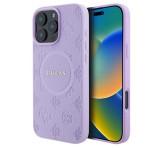 Cg mobile GUESS SAFFIANO PEONY CLASSIC LOGO szilikon telefonvédő (ütésállóság, bőr hatású hátlap, MagSafe) LILA Apple iPhone 16 Pro Max