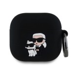 Cg mobile KARL LAGERFELD 3D LOGO NFT KARL AND CHOUPETTE szilikon tok (karabíner) FEKETE Apple AirPods 4