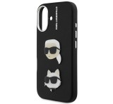 Cg mobile KARL LAGERFELD GRAINED PU K&CH HEADS szilikon telefonvédő (ütésállóság, bőr hatású hátlap, 3D) FEKETE Apple iPhone 16