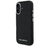 Cg mobile KARL LAGERFELD GRAINED PU REPEATED LOGO MAGSAFE szilikon telefonvédő (ütésállóság, bőr hatású hátlap, MagSafe) FEKETE Apple iPhone 16