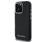 Cg mobile KARL LAGERFELD GRAINED PU REPEATED LOGO MAGSAFE szilikon telefonvédő (ütésállóság, bőr hatású hátlap, MagSafe) FEKETE Apple iPhone 16 Pro