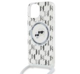 Cg mobile KARL LAGERFELD IML MONOGRAM CROSSBODY K&CH HEADS MAGSAFE szilikon telefonvédő (ütésállóság, MagSafe, nyakpánt) ÁTLÁTSZÓ Apple iPhone 15