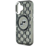 Cg mobile KARL LAGERFELD IML MONOGRAM K&CH HEADS MAGSAFE szilikon telefonvédő (ütésállóság, kameravédő, MagSafe) FEKETE Apple iPhone 16