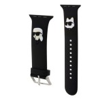Cg mobile KARL LAGERFELD KARL AND CHOUPETTE HEAD NFT pótszíj (egyedi méret, nagy, szilikon, fém csat) FEKETE Apple Watch Series 5 44mm, Watch Series 4 44mm, Watch Series 3 42mm