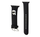Cg mobile KARL LAGERFELD KARL HEAD NFT pótszíj (egyedi méret, kicsi, szilikon, fém csat) FEKETE Apple Watch Series 5 40mm, Watch Series 4 40mm, Watch Series 3 38mm