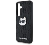 Cg mobile KARL LAGERFELD LEATHER MONOGRAM PIN LOGO CHOUPETTE HEAD szilikon telefonvédő (ütésállóság, bőr hatású hátlap) FEKETE Samsung Galaxy S25 (SM-S931)