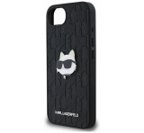 Cg mobile KARL LAGERFELD MONOGRAM CHOUPETTE HEAD PIN szilikon telefonvédő (ütésállóság, bőr hatású hátlap, MagSafe) FEKETE Apple iPhone 16e