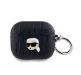 Cg mobile KARL LAGERFELD PU EMBOSSED KARL HEAD szilikon tok (ütésállóság, karabíner) FEKETE Apple AirPods 3
