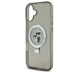 Cg mobile KARL LAGERFELD RINGSTAND KARL AND CHOUPETTE MAGSAFE szilikon telefonvédő (ütésállóság, MagSafe, kitámasztó) FEKETE Apple iPhone 16