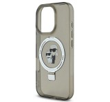 Cg mobile KARL LAGERFELD RINGSTAND KARL AND CHOUPETTE MAGSAFE szilikon telefonvédő (ütésállóság, MagSafe, kitámasztó) FEKETE Apple iPhone 16 Pro