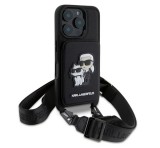 Cg mobile KARL LAGERFELD SAFFIANO CROSSBODY STRAP szilikon telefonvédő (ütésállóság, nyakpánt, kártyatartó) FEKETE Apple iPhone 16 Pro