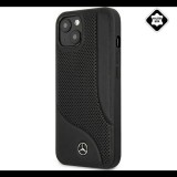 CG MOBILE MERCEDES-BENZ műanyag telefonvédő (valódi bőr hátlap, lyukacsos, 3D minta) FEKETE [Apple iPhone 13] (MEHCP13MCDOBK) - Telefontok