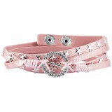 Cham Cham Többsoros kristályokkal kirakott divat karkötő, 40 cm - rózsaszín