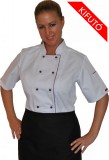 Chefs.hu Női szakácskabát, cukrászkabát - bordó paszpól díszítéssel