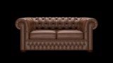 Chesterfield 2-személyes kanapé, premium B bőrrel