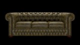 Chesterfield 3-személyes ággyá alakítható kanapé, premium C bőrrel