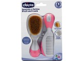 Chicco Fésű-Hajkefe természetes sörtékkel - Rózsaszín