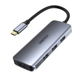 Choetech 7in1 multifunctional USB Type C HUB - 3x USB 3.2 Gen 1 / SD and TF memory card reader / HDMI 4K 30Hz / USB Type C gray (HUB-M19 gray)