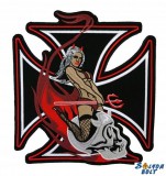 Chopper kereszt ördög lány hátfelvarró, nagyméretű