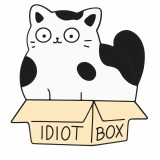 Cica a dobozban kitűző