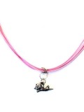 Cica nyaklánc rózsaszín zsinórokkal