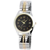 Classique elegáns férfi karóra acél szíjjal (36mm) arany színű díszítéssel