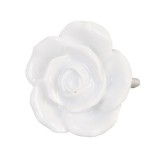 Clayre & EEf Bútorgomb ajtófogantyú 4,5cm, fehér rózsa, kerámia