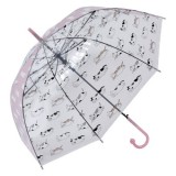 Clayre & EEf Esernyő 86x60cm,átlátszó-pink,macskás