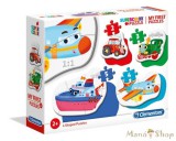 Clementoni 4 az 1-ben Bébi sziluett puzzle (2,3,4,5 db-os) - Járművek