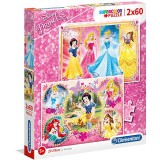 Clementoni Disney Hercegnők Supercolor 2 az 1-ben puzzle 2x60db-os (07133) (CL07133) - Kirakós, Puzzle