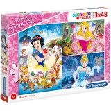 Clementoni Disney Hercegnők Supercolor 3 az 1-ben puzzle 3x48db-os (25211) (CL25211) - Kirakós, Puzzle