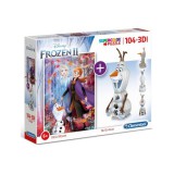 Clementoni: Disney Jégvarázs 2 az 1-ben 104db-os puzzle és Olaf modell