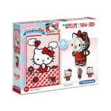 Clementoni: Hello Kitty 2 az 1-ben 104db-os puzzle és modell figura