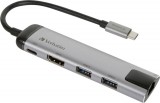 Cliptec Verbatim Type-C 3 portos USB HUB + HDMI + ethernet