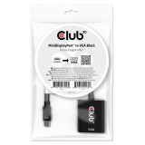 Club 3D Átalakító - CAC-2113 (Mini DisplayPor 1.1a to VGA, fekete, aktív, 1920x1200@60Hz, kompatibilis AMD/Nvidia/Intel)