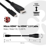 Club3D Micro HDMI to HDMI cable 1m Black CAC-1351